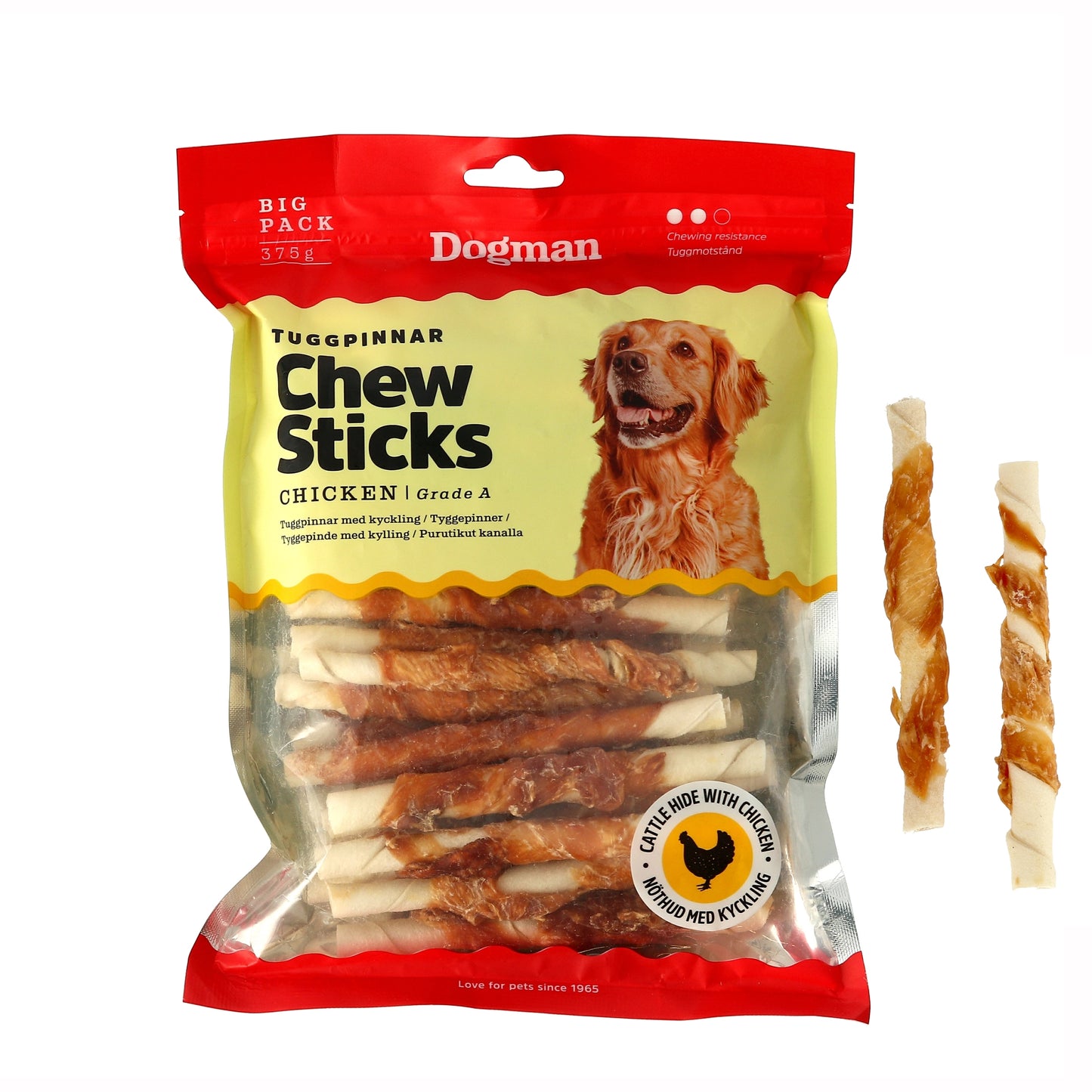 Dogman Chew Sticks – Tuggpinnar med råhud & kyckling (6-pack)