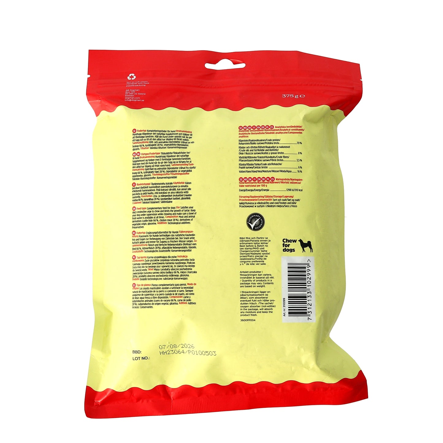 Dogman Chew Sticks – Tuggpinnar med råhud & kyckling (6-pack)