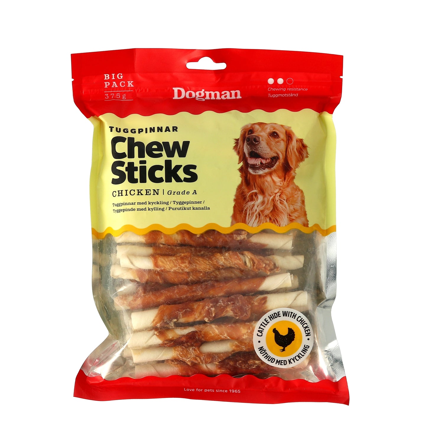 Dogman Chew Sticks – Tuggpinnar med råhud & kyckling (6-pack)