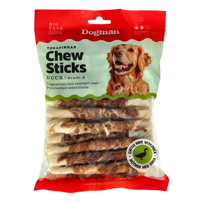 Dogman Chew Sticks Anka – Tuggpinnar med råhud & ankkött (6-pack)