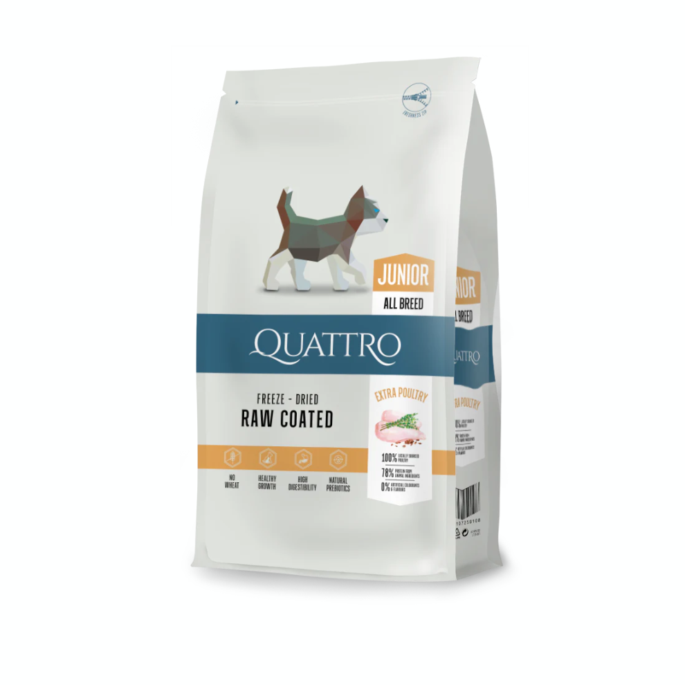 Quattro Junior Poultry All Breed 7kg – Valpfoder med Frystorkad Kyckling